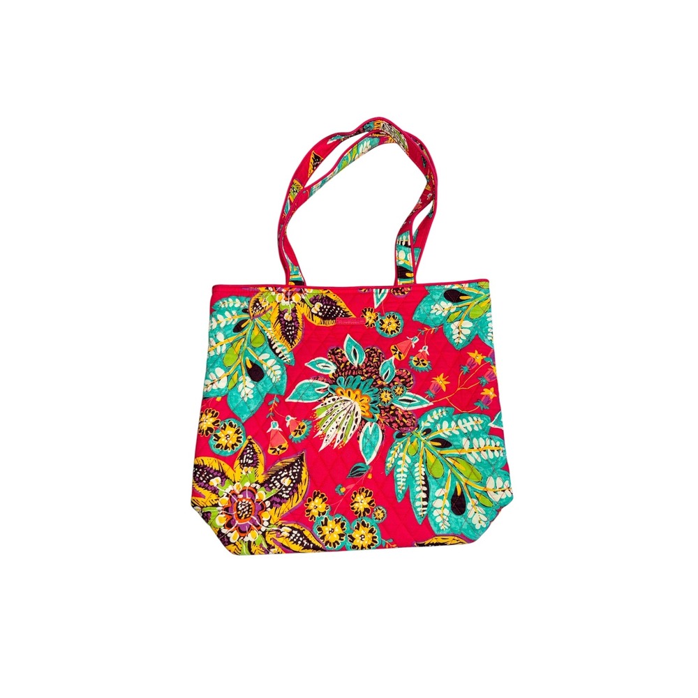 Vera Bradley Rumba Paisley Quilted Cotton Tote Bag Plaid Lining Shoulder Bag